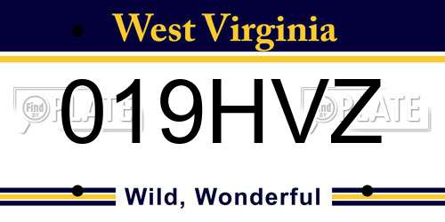 019HVZ West Virginia License Plate