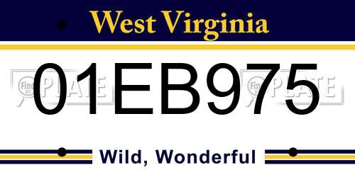 01EB975 West Virginia License Plate