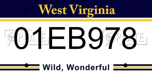 01EB978 West Virginia License Plate