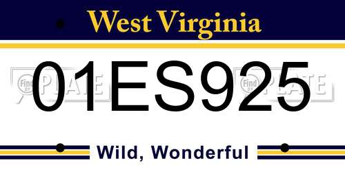 01ES925 West Virginia License Plate