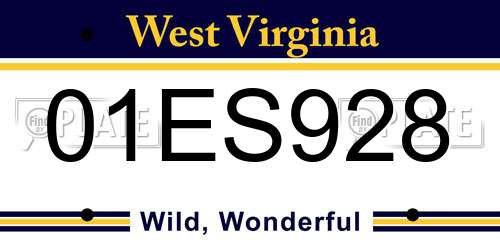 01ES928 West Virginia License Plate