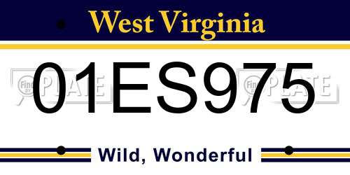 01ES975 West Virginia License Plate