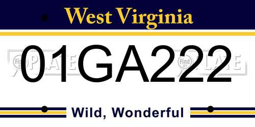 01GA222 West Virginia License Plate