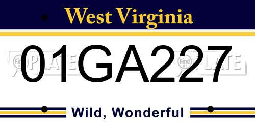 01GA227 West Virginia License Plate