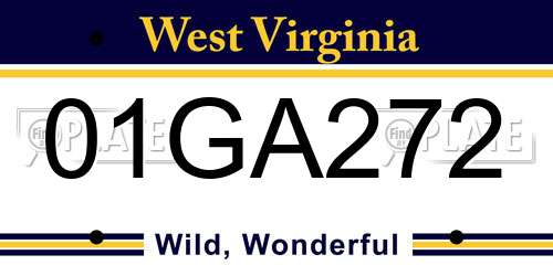 01GA272 West Virginia License Plate
