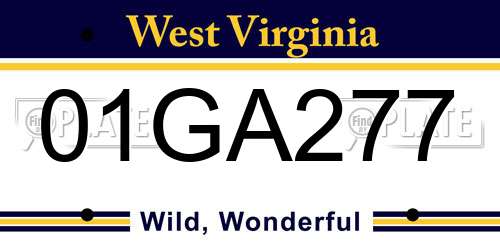 01GA277 West Virginia License Plate