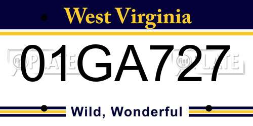 01GA727 West Virginia License Plate