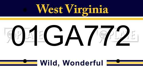 01GA772 West Virginia License Plate