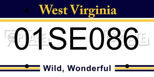 01SE086 West Virginia License Plate