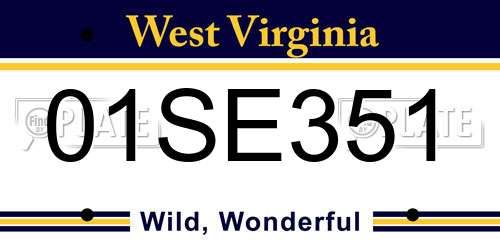 01SE351 West Virginia License Plate