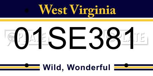 01SE381 West Virginia License Plate
