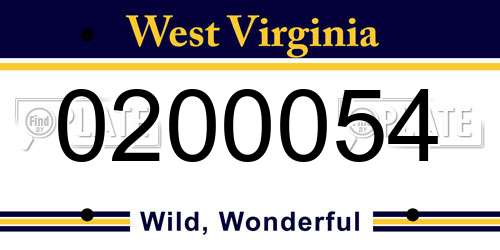 0200054 West Virginia License Plate