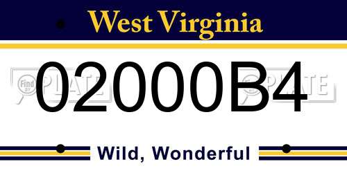 02000B4 West Virginia License Plate