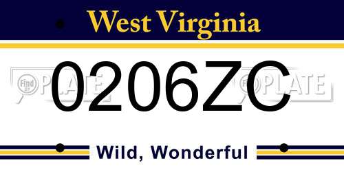0206ZC West Virginia License Plate