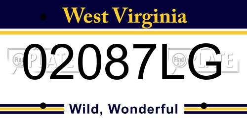 02087LG West Virginia License Plate