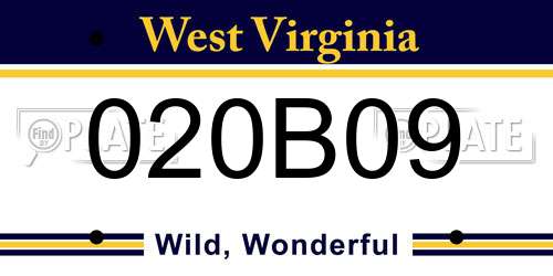 020B09 West Virginia License Plate
