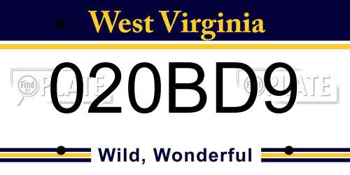 020BD9 West Virginia License Plate