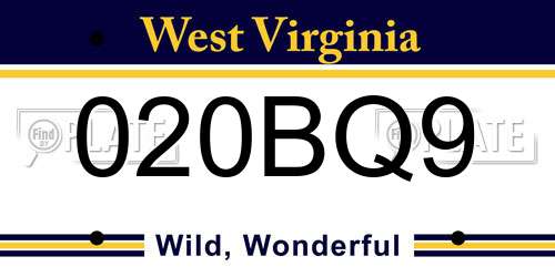 020BQ9 West Virginia License Plate