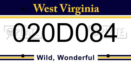 020D084 West Virginia License Plate