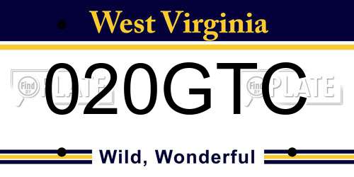 020GTC West Virginia License Plate