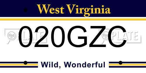 020GZC West Virginia License Plate