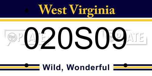020S09 West Virginia License Plate