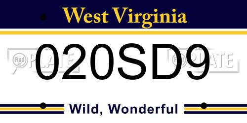 020SD9 West Virginia License Plate