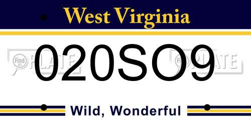 020SO9 West Virginia License Plate