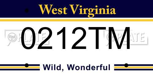 0212TM West Virginia License Plate