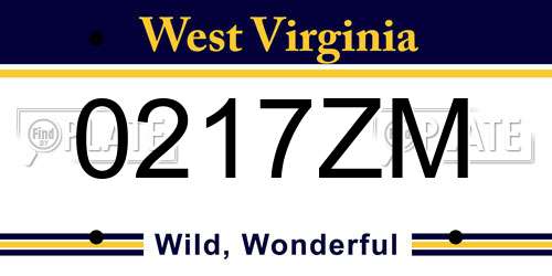 0217ZM West Virginia License Plate