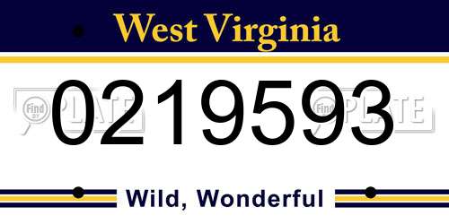 0219593 West Virginia License Plate