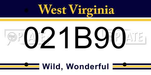 021B90 West Virginia License Plate