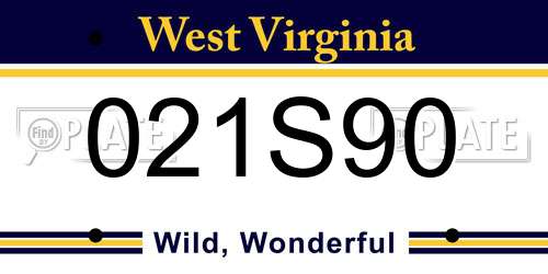 021S90 West Virginia License Plate