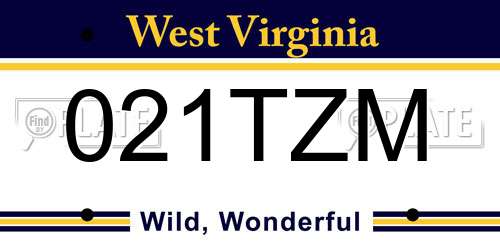 021TZM West Virginia License Plate