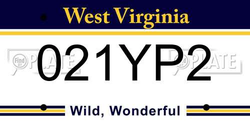 021YP2 West Virginia License Plate