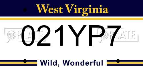 021YP7 West Virginia License Plate