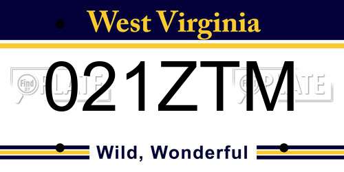 021ZTM West Virginia License Plate