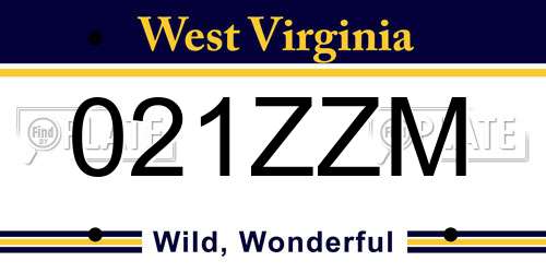 021ZZM West Virginia License Plate