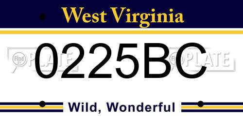 0225BC West Virginia License Plate