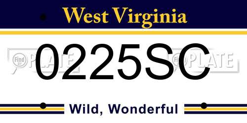 0225SC West Virginia License Plate