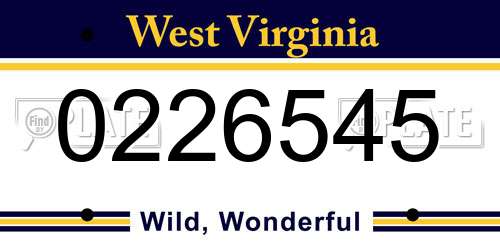 0226545 West Virginia License Plate