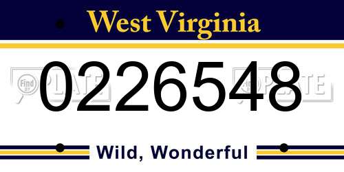 0226548 West Virginia License Plate