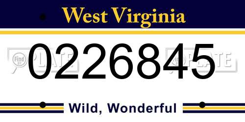 0226845 West Virginia License Plate