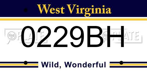 0229BH West Virginia License Plate