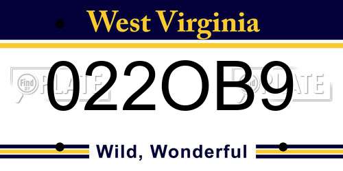 022OB9 West Virginia License Plate