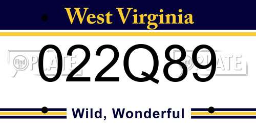 022Q89 West Virginia License Plate