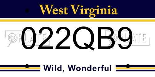 022QB9 West Virginia License Plate