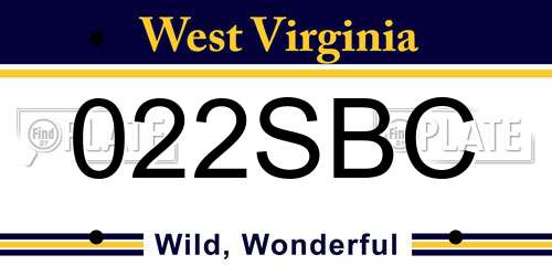 022SBC West Virginia License Plate