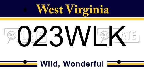 023WLK West Virginia License Plate