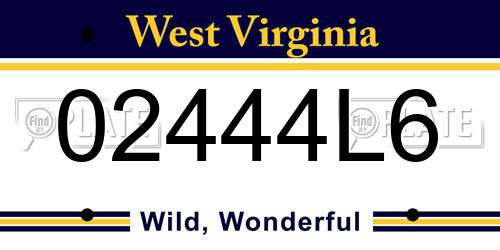 02444L6 West Virginia License Plate